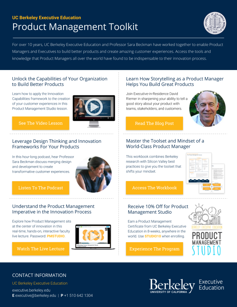 Product Management Toolkit Berkeley Executive Education